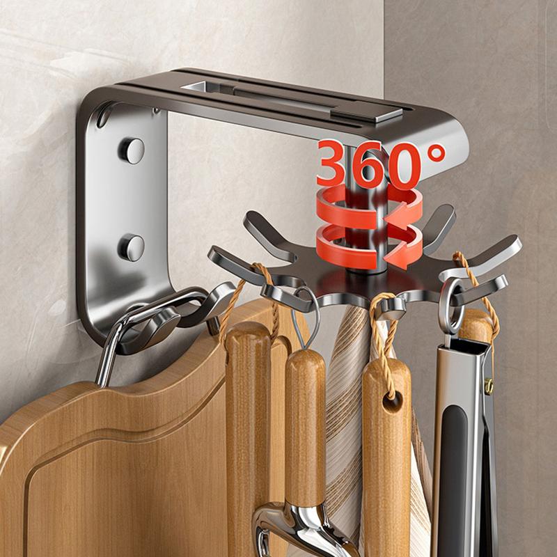 Кухонный вращающийся крючок настенная полка для хранения кастрюля лопата ложка не пробивая полка многофункциональные кухонные крючки гаджеты 668₽
