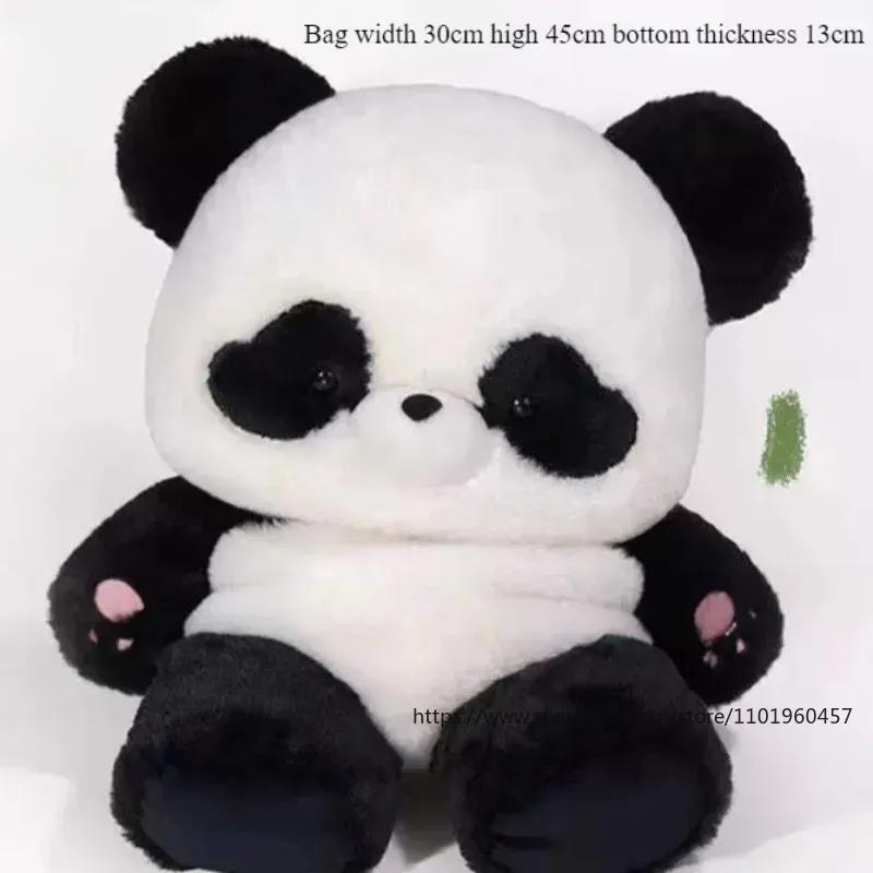 Cartoon Cute Panda Shape Backpack Nylon Plush Material 2 Sizes Available Removable Shoulder Strap Bag Fashion Women's Makeup Bag