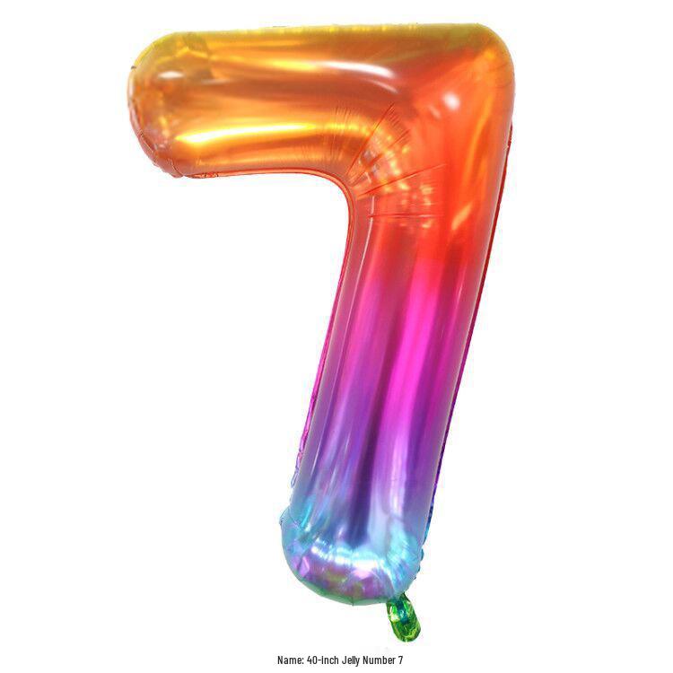 Balon Folie Număr Jelly Gradient Curcubeu de 40 de Inchi pentru Decorațiuni de Ziua de Naștere