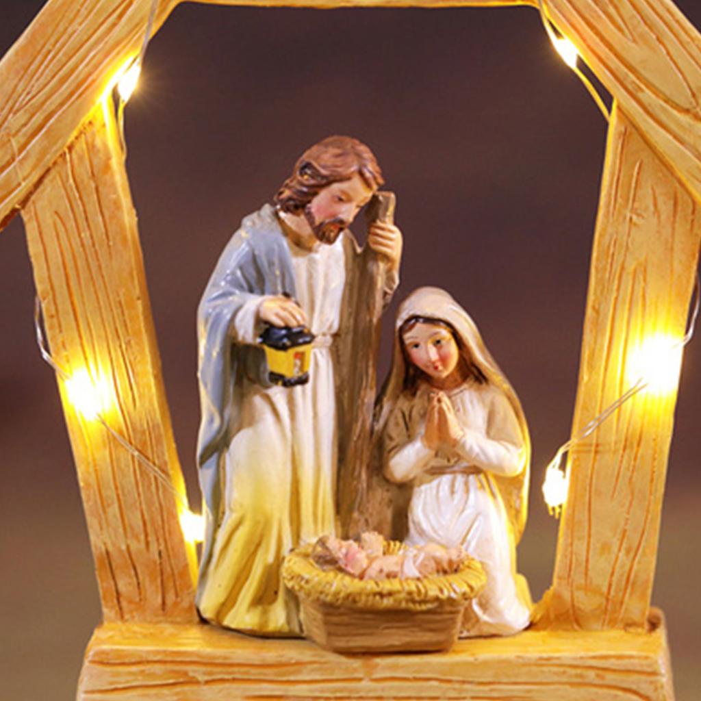Festive Nativity Manger Scene Resin Birth Statue Figurine Table Decoration for Christmas Celebrations