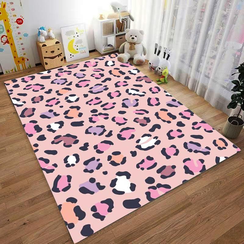 Dekorativer Teppich mit rosa Leopardenmuster für Schlafzimmer- oder Wohnzimmerdekoration Geeignet für den Einsatz als Anti-Rutsch-Matte für Wohnzimmer-Schlafzimmer-Sofas