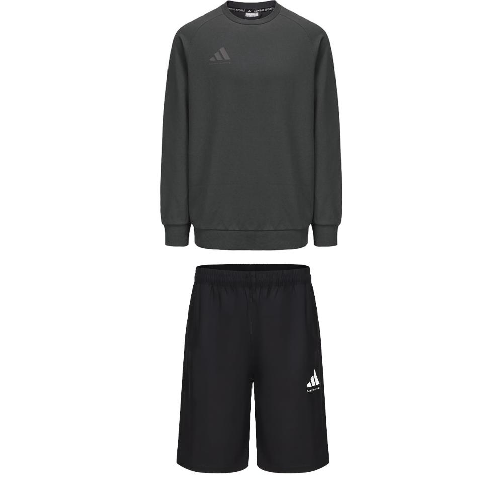 

Adidas Удобный пуловер с круглым вырезом и длинными рукавами, с кулиской, простые модные шорты, повседневный спортивный костюм ACLLSPS3CS-GFC+S21ATMSH3T-BW