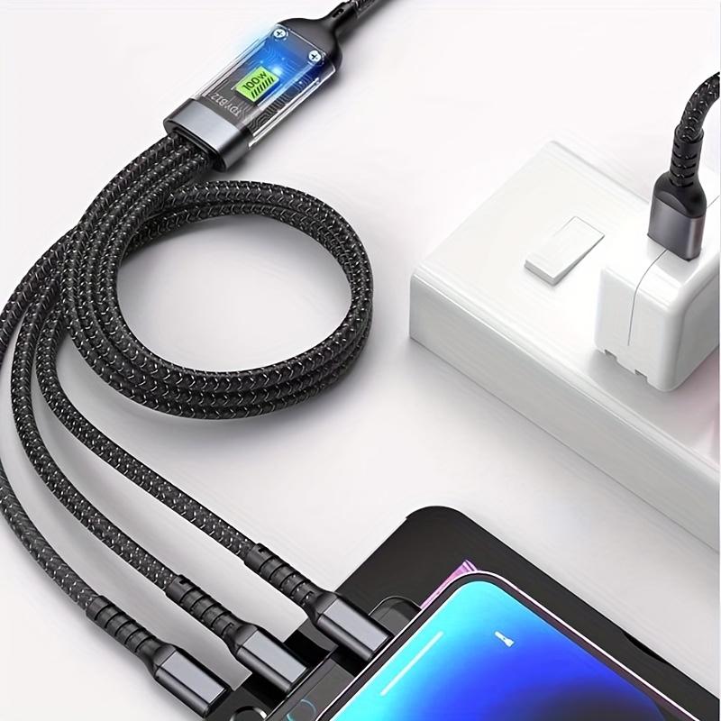 3pcs Multi Charging Cable 3in 1 Multi USB Charger Fast Charging Cable Nylon Braided Multiple Charger Adapter Cord with Type C Micro USB Port