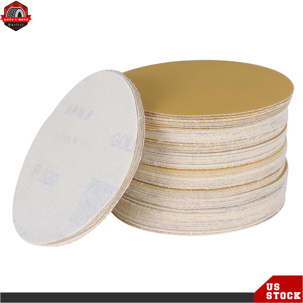 100Pcs 5" Sanding Disc NO-Hole Flocking Sandpaper Hook Loop Grit 60-320