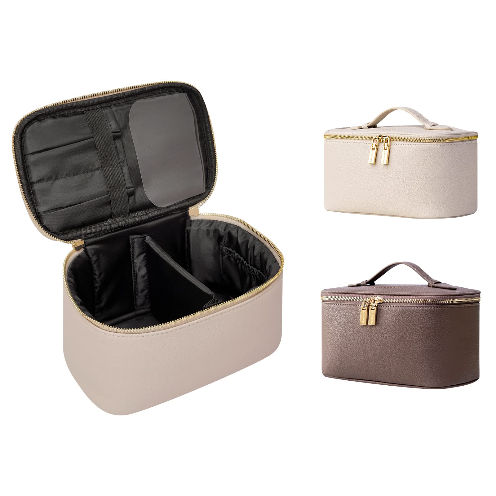 

ROWNYEON Косметичка большой вместимости для косметики и туалетных принадлежностей с отделениями для кистей и идеально подходящая для косметических инструментов, сумочка, карман, удобная для путешествий, водонепроницаемая, белый