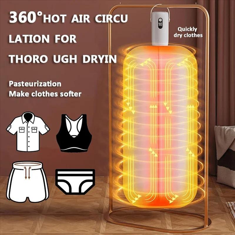 Portable Clothes Dryer with Timer Mini Clothes Dryer Large Capacity Digital Display Dor Light Clothes Underwear Baby Clothes Foldable Clothes Dryer