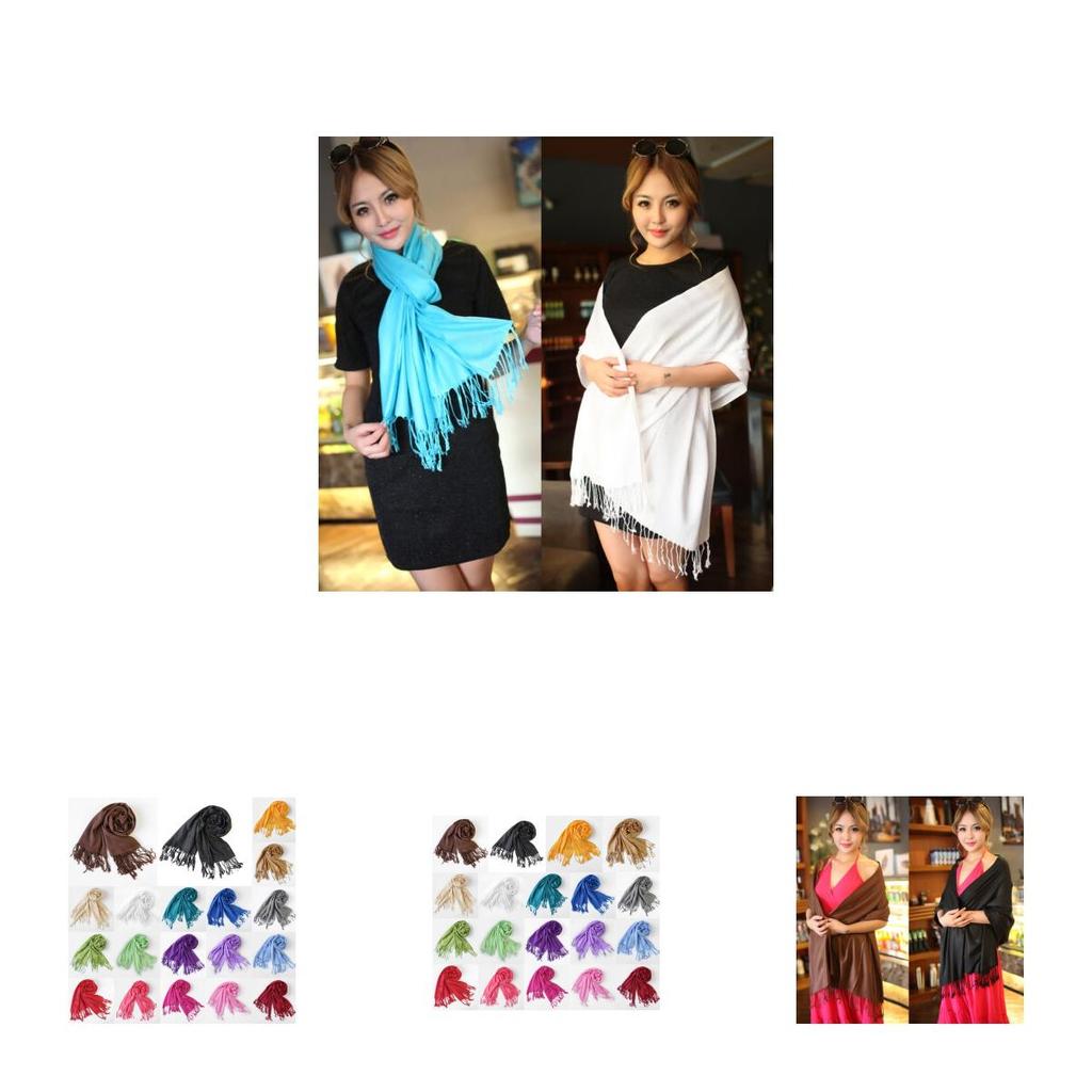 Elegant Womens Winter Warm Cashmere Silk Solid Color Long Pashmina Shawl Wrap Scarf For All Occasions