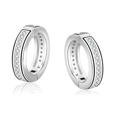 Zirkonia Ohrringe Eternity Fake Ohrringe Silber 925 Breite 15mm Ohrklemme CZ Diamant Creolen Ohrringe für beide Ohren Stilvoll Hypoallergen Funkelnd