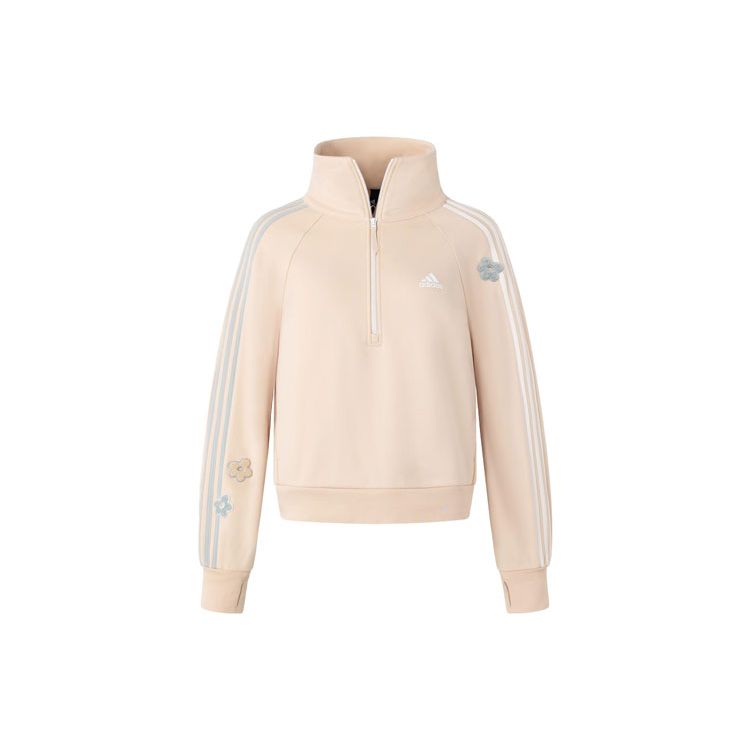 Adidas Essentials Half-Zip Stand Collar Sweatshirt Women Sand IX5647 S