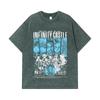 275 GSM Washed T-shirts 100% Cotton Demon Slayer V88 Infinity Castle Print Unisex Heavy Cotton T Shirt