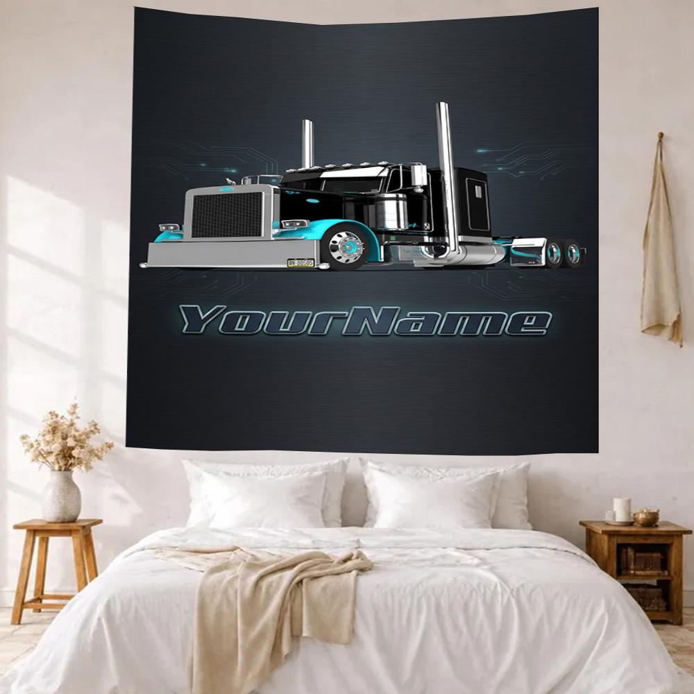 Peterbilt Heavy Trucks Custom Your Name Wall Decor Tapestry Art For Pet Memorial Birthdaywedding Party Backdrop Family Gift