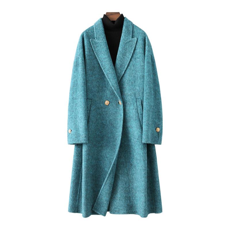 Double-sided Wool Coat Women's Medium and Long New Temperament High Rabbit Velvet Wool Coat Pure Handmade High-end Sense