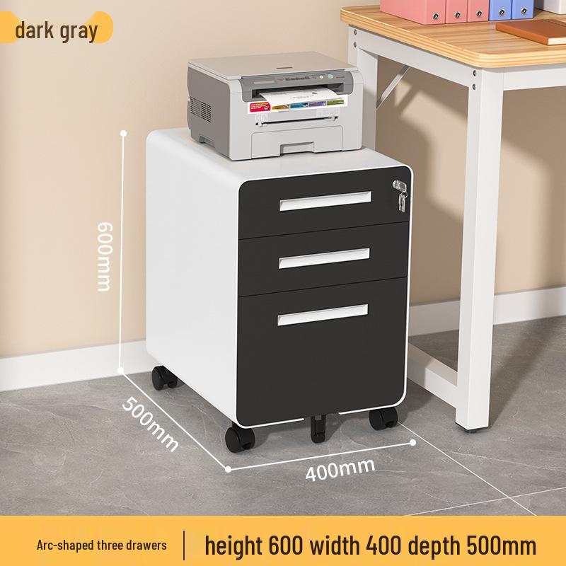 Mobile Filing Cabinet with Three Lockable Drawers for Under Desk Office Storage