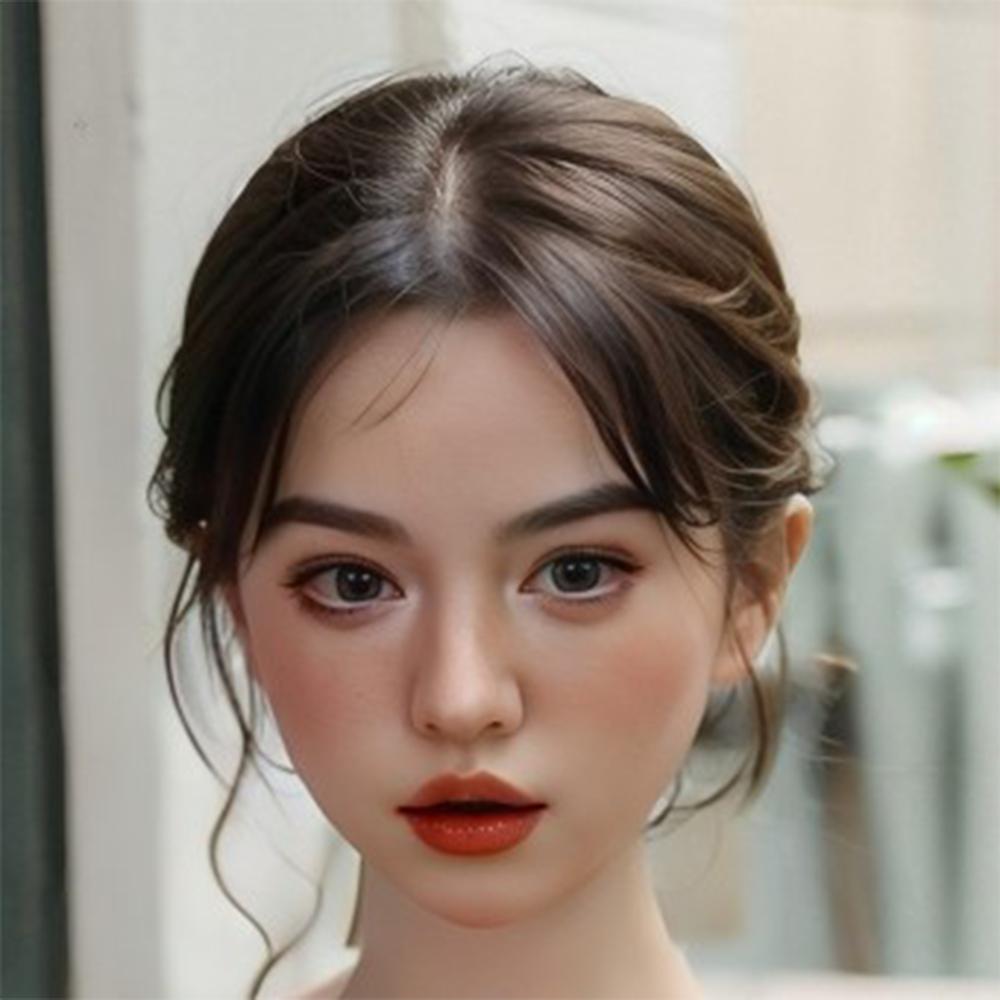 Head with Realistic Oral Function 100% Silicone Compatible with 130-180cm Sex Dolls M16 Thread Interface Wig & Implant Hair Options 3kg
