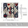 Vintage Nautical Shower Curtain, Maritime Symbols,Fade-Resistant, Machine Washable, Bathroom Decor