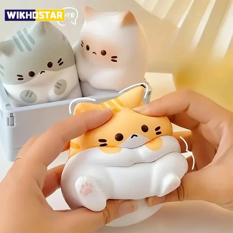 1Pc Adorable Cartoon Cat Squeeze Toys for Kids Adult Soft Pinch PU Slow Rebound Balls Pop Fidget Toys Halloween Christmas Gifts