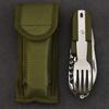 7 In 1 Multifunctional Outdoor Tableware Survival Tools Stainless Steel Foldable Fork Spoon Knife Picnic Camping Dinnerware