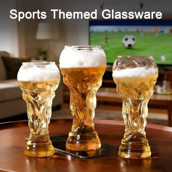 Pokalformet Ølglas Kreativ Fodbold Design Kop Nyhed Drikkekrus til Fest Bar Unik Gave til Fodboldentusiaster