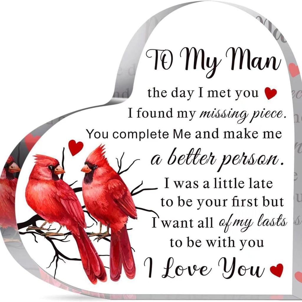 Heart Shape Acrylic Plaque Valentine's Day Gift Love Quote Keepsake for Wife Husband Couples Romantic Home Ornament