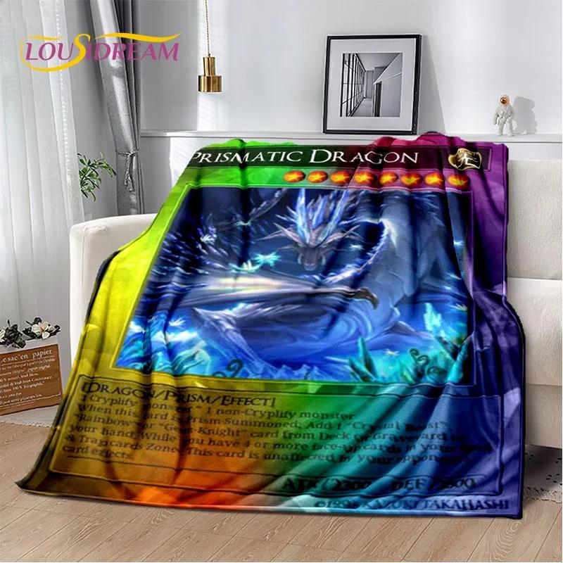 Monster Gold Card Cartoon Yu-Gi-Oh Anime Blue Eyes Dragon Game Soft Flannel Blanket for Bed Bedroom Sofa Picnic,Outdoors Leisure