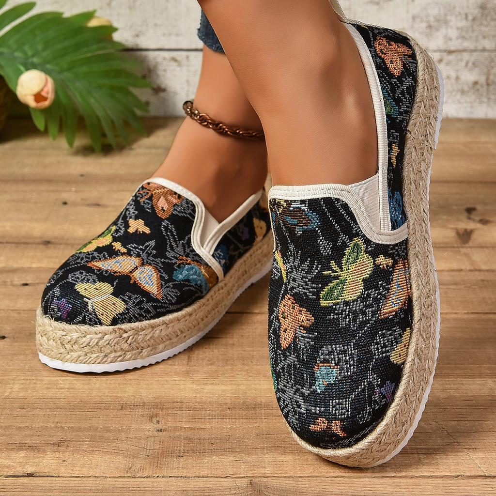 Fisherman shoes women's summer 2024 new fashion printing breathable flat-soled single shoes one-pedal women's shoes