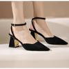 fashion Summer New Pointed Fashion One Line Buckle Style Shallow Mouth Sandals Women's Comfortable Banquet Shoes Pumps Mujer Zapatos