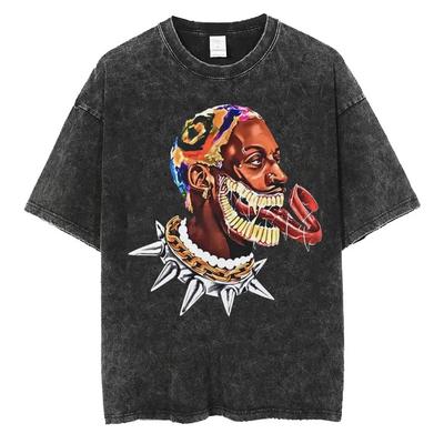 2026 New Arrival Mens Clothes Washed Tee Shirt T-Shirts Unisex Tshirt for Ropa Hombre Dennis Rodman Classic Rare Black Homage