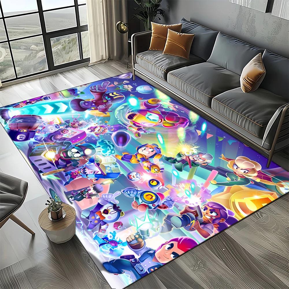 HOT B-Brawlls Cartoon Game 3D Print Rug Carpet for Living Room Bedroom Home Decor,kids Play Non-slip for Sofa Doormat