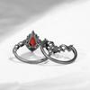 s/set Fashionable Inlaid Red Synthetic Zirconia Black Double-layer Ring Women's Gothic Daily Wear Jewelry Accessories Gifts