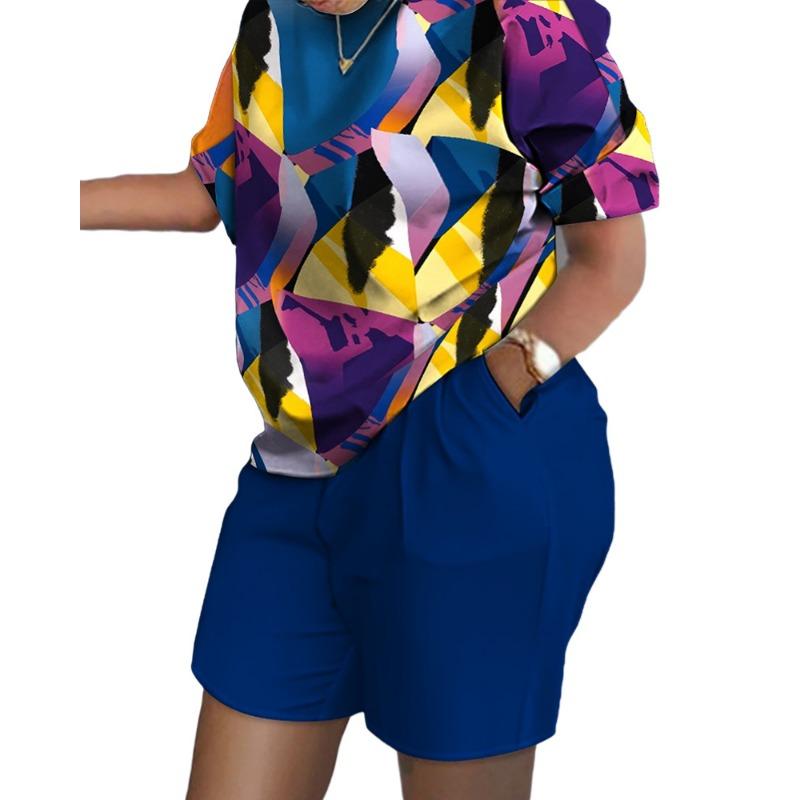 

YYFS Женская мода Повседневный Лето Весна Короткий рукав О-образный вырез Брюки Костюмы XXXL