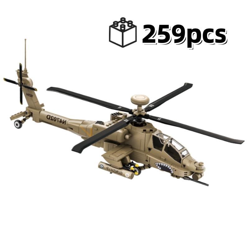 259 pièces USA AH64 Apache Hélicoptère Briques de Construction Militaire Tech Armée Hélicoptère d'Attaque Modèle Briques Forces Spéciales Cadeau Ornement de Maison