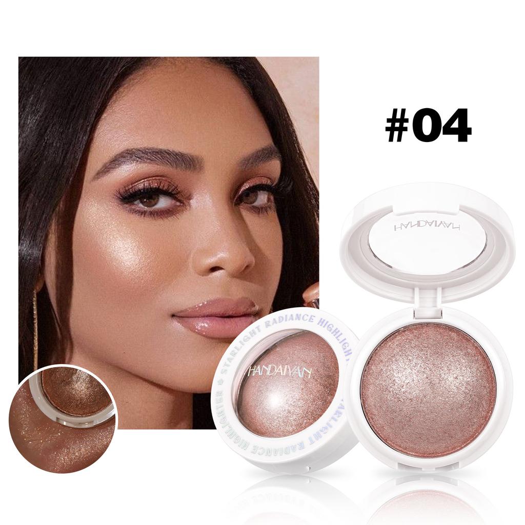 Langanhaltender Wasserfester Feiner Schimmer Highlighter, Natürlicher Glänzender Effekt, Kontur Aufhellen und Gesicht Modifizieren, Perlenschimmer Glattes Gebackenes Puder