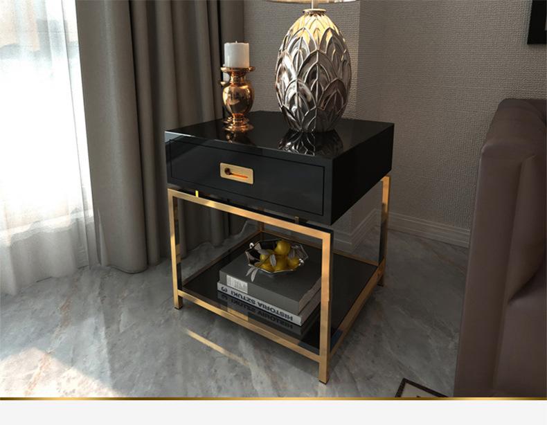 White Black Modern Iron Golden Nightstand Coffee Sofa End Bedside Table Home Furniture Bedstand Cabinet Cupboard Bedroom