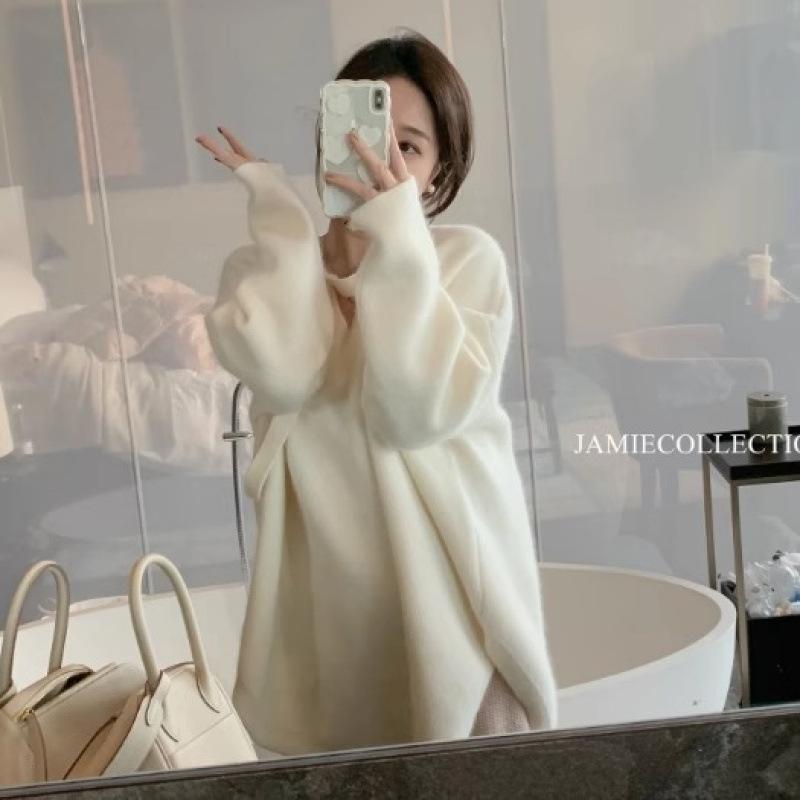 Chic Pink Knit Two-Piece Maternity Set - Sweater & Pants for Autumn/Winter