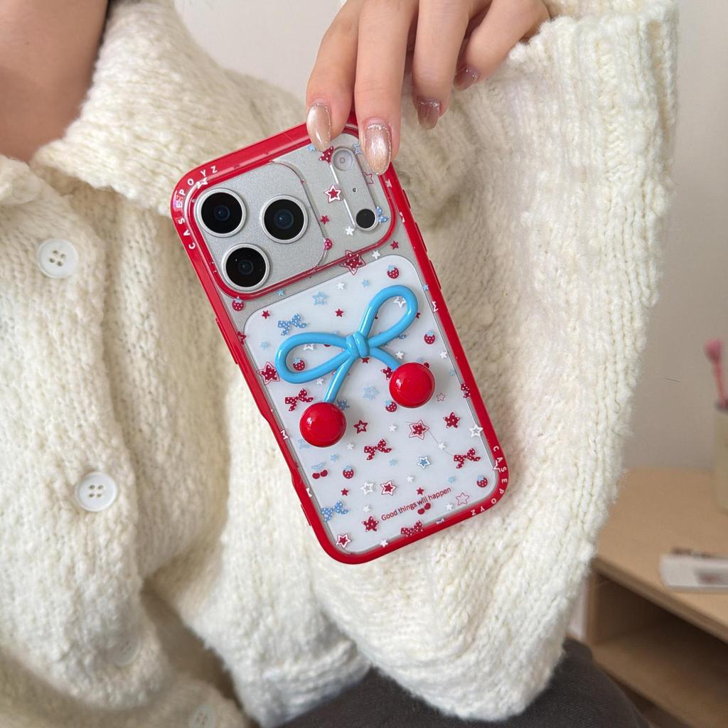 Custom Polka Dot Cherry Bow iPhone Case for 16 Pro Max/15/14 – New for Women