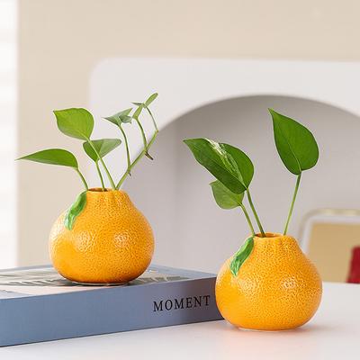 Oransje Fruktformet Vase Reproduksjon Emaljevase Skrivebordskunstvase Skrivebordsdekorasjon Bukett Midtpunkt