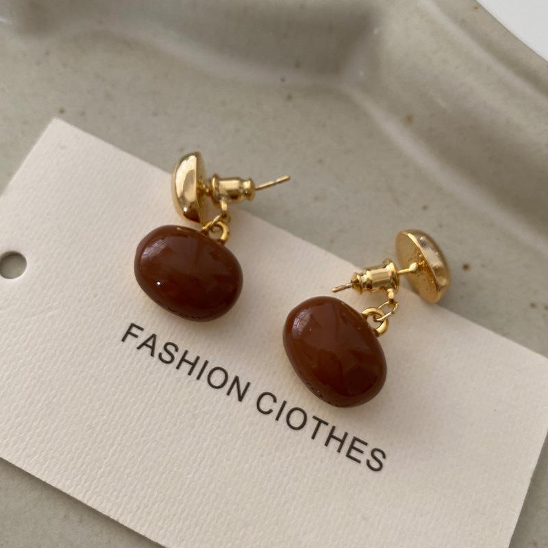 Butterfly Stud Earrings Maillard Geometric Design Niche Earrings French Retro Drip Glaze Earrings Women