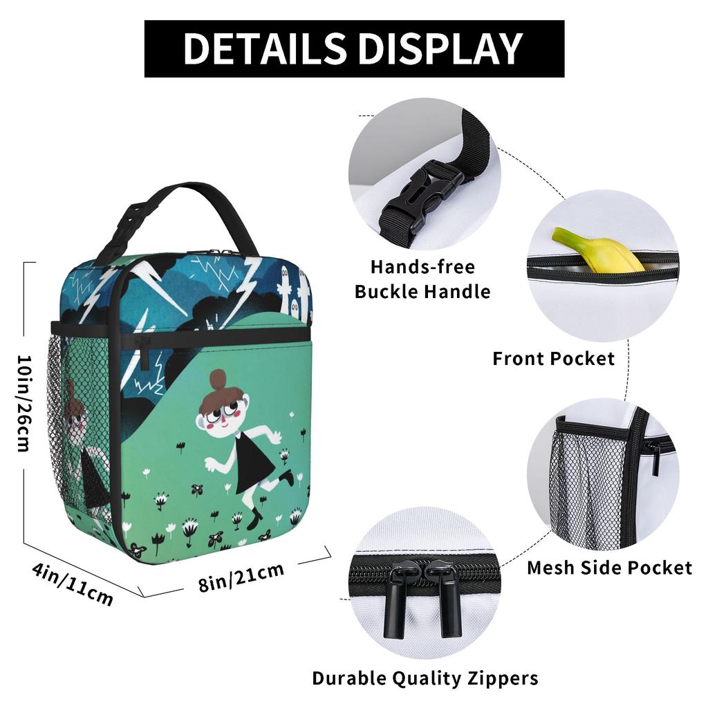 MOOMINS Inspired Insulated Lunch Bags Portable Reusable Thermal Bag Tote Lunch Box Office Outdoor Men Women