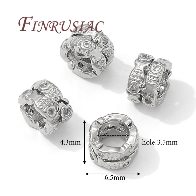 18K Gold Plated Brass with Zircon Spacer Beads For Jewelry Making,Bracelets Bead,Separators For Beads,DIY Beading Accessories