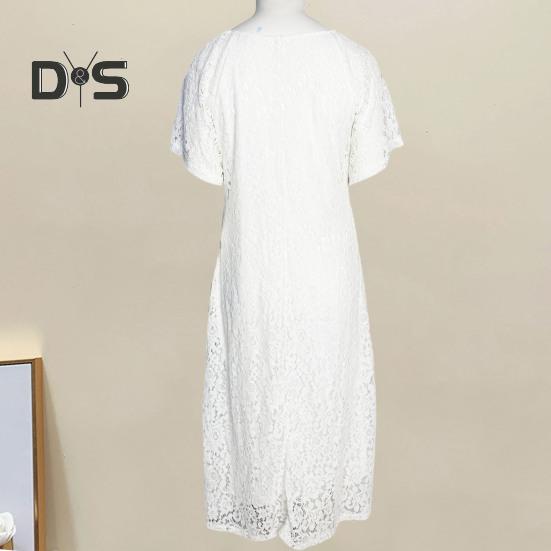 Stunning Summer Lace Dress Elegant Comfortable Eye Catching V Neck Mid Waist Ladies Dress Summer Accessories