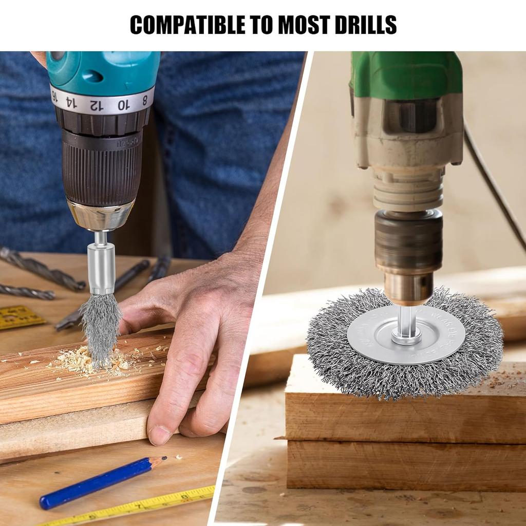 Wire Wheel Brush Hex Shank Crimped Cup Brush Paint Removal Cleaning Rust Steel Brushes Power Rotary Grinding Polishing Tools
