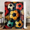 Multiple Colorful Soccer Balls with Worn Textures On a Vibrant Background. for All Seasons Blanket Lunch Break Throw Gift