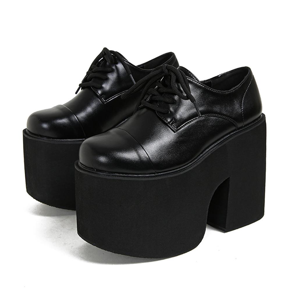 

Gdgydh/женские туфли-лодочки на массивном каблуке, элегантные оксфордские туфли-лодочки на шнуровке на платформе для женщин, увеличивающие рост, дизайнерская обувь для вечеринки, косплея 35