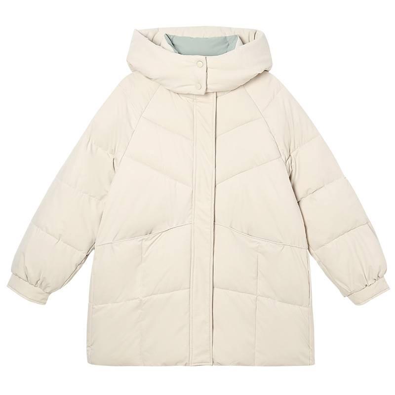 Padded-padded clothes Women's hooded windproof winter age reduction loose thickened warm medium and long padded jacket tide