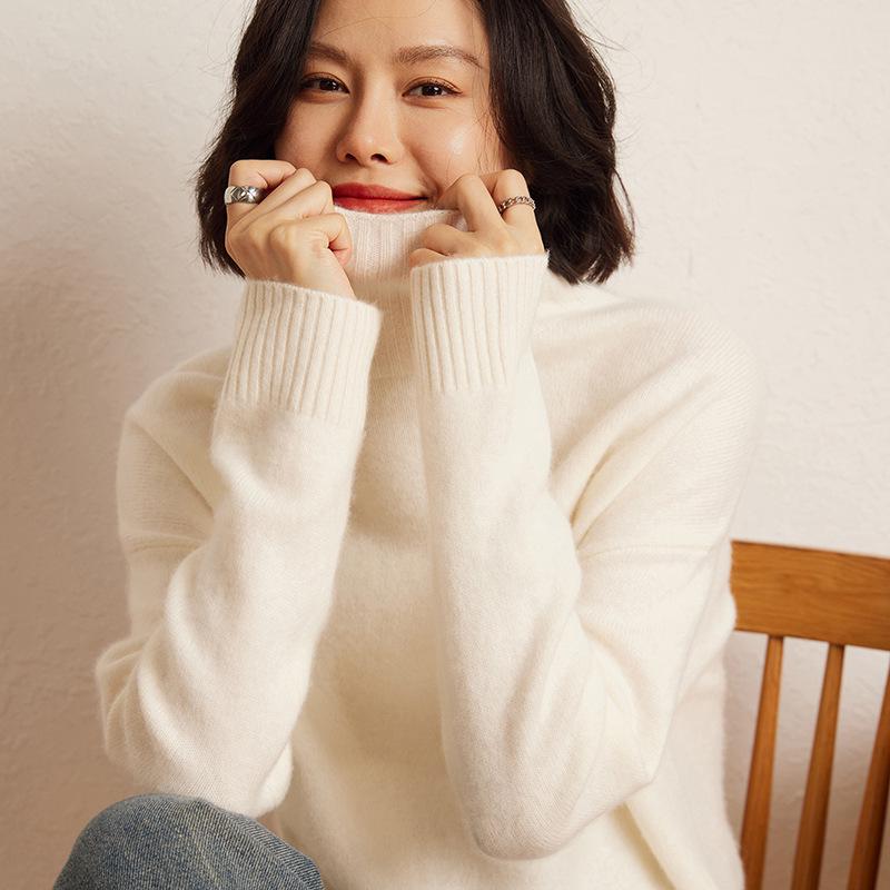 Cashmere Women's High Neck Loose Knit Sweater - Autumn Winter Edition