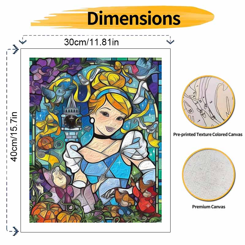 Disney Cinderella Stained Glass Art Painting Set Home Wall Decor Handmade Gift