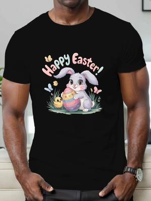 Camiseta Gráfica de Conejo de Pascua Feliz Conejo Divertido Vacaciones de Primavera Camiseta Casual