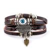 Blaues Auge Lederarmband Mehrschichtig Geflochtenes Seil Armband, Mode Persönlichkeit Hand Schmuck für Frauen Männer