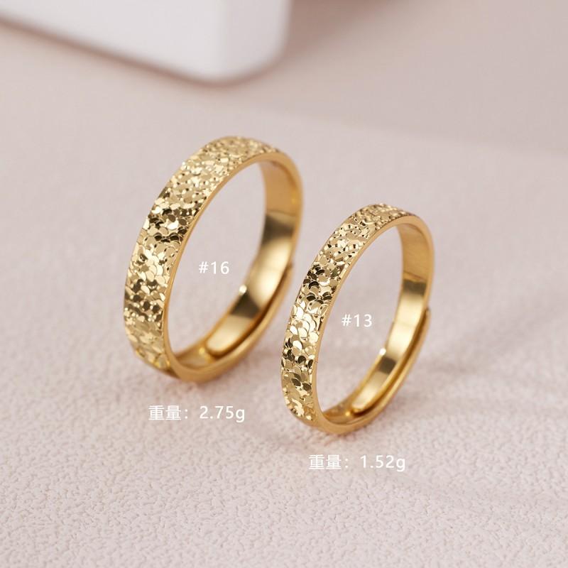 Adjustable Hammered Texture Geometric Couple Ring Men Women 99 Polished Minimalist Fashion Jewelry