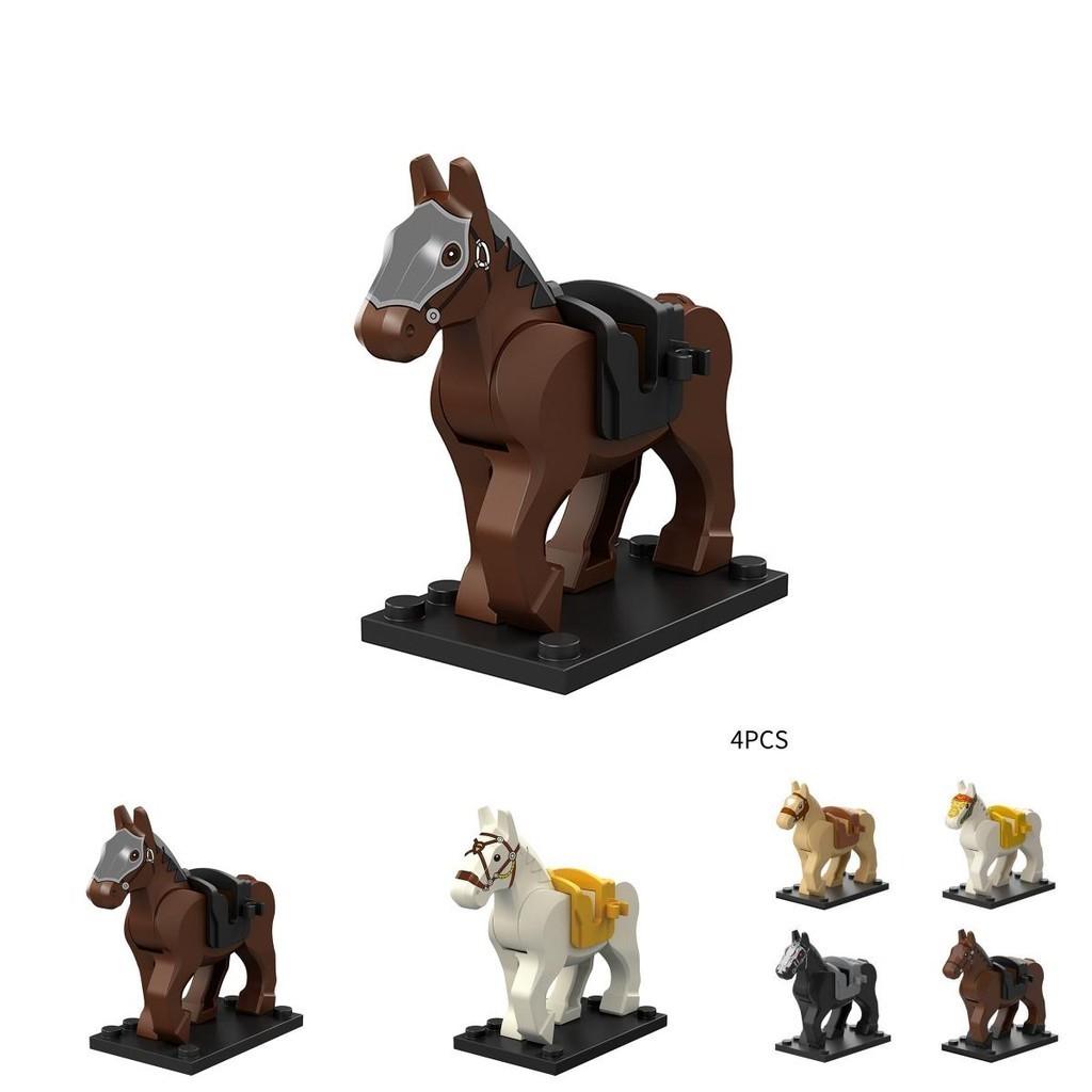Vintage Brown Military Horse Abs Plastic Building Blocks Toy
